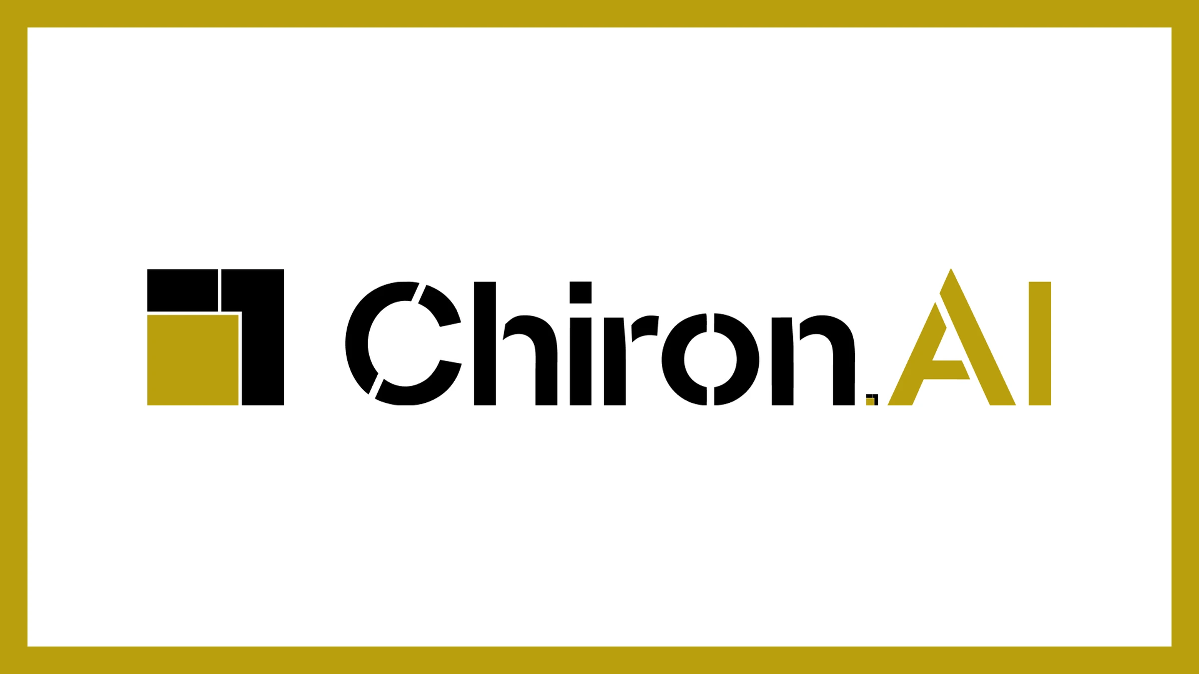 Il marchio Chiron.AI in nero e oro, dentro una cornice oro su fondo bianco